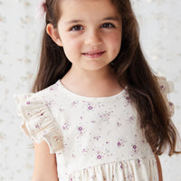 Organic Cotton Ada Dress - Sweet William Floral Natural Childrens Dress from Jamie Kay NZ