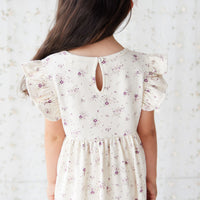 Organic Cotton Ada Dress - Sweet William Floral Natural Childrens Dress from Jamie Kay NZ