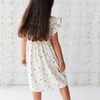 Organic Cotton Ada Dress - Sweet William Floral Natural Childrens Dress from Jamie Kay NZ