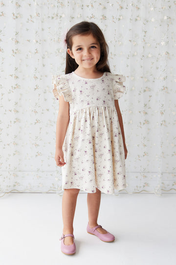 Organic Cotton Ada Dress - Sweet William Floral Natural Childrens Dress from Jamie Kay NZ