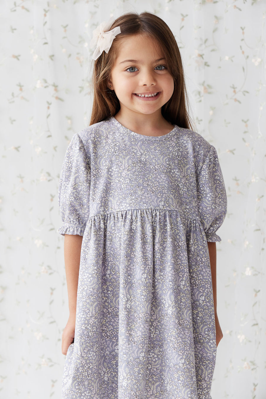 Organic Cotton Penny Dress - April Lilac Childrens Dress from Jamie Kay NZ