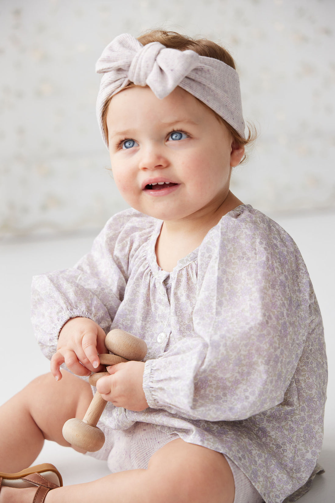 Organic Cotton Fine Rib Lilian Headband - Lavender Fleck Childrens Headband from Jamie Kay NZ