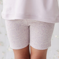 Organic Cotton Fine Rib Elisa Bike Short - Lavender Fleck Childrens Short from Jamie Kay NZ