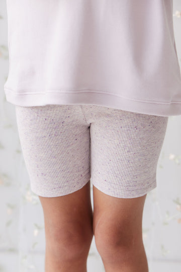 Organic Cotton Fine Rib Elisa Bike Short - Lavender Fleck Childrens Short from Jamie Kay NZ