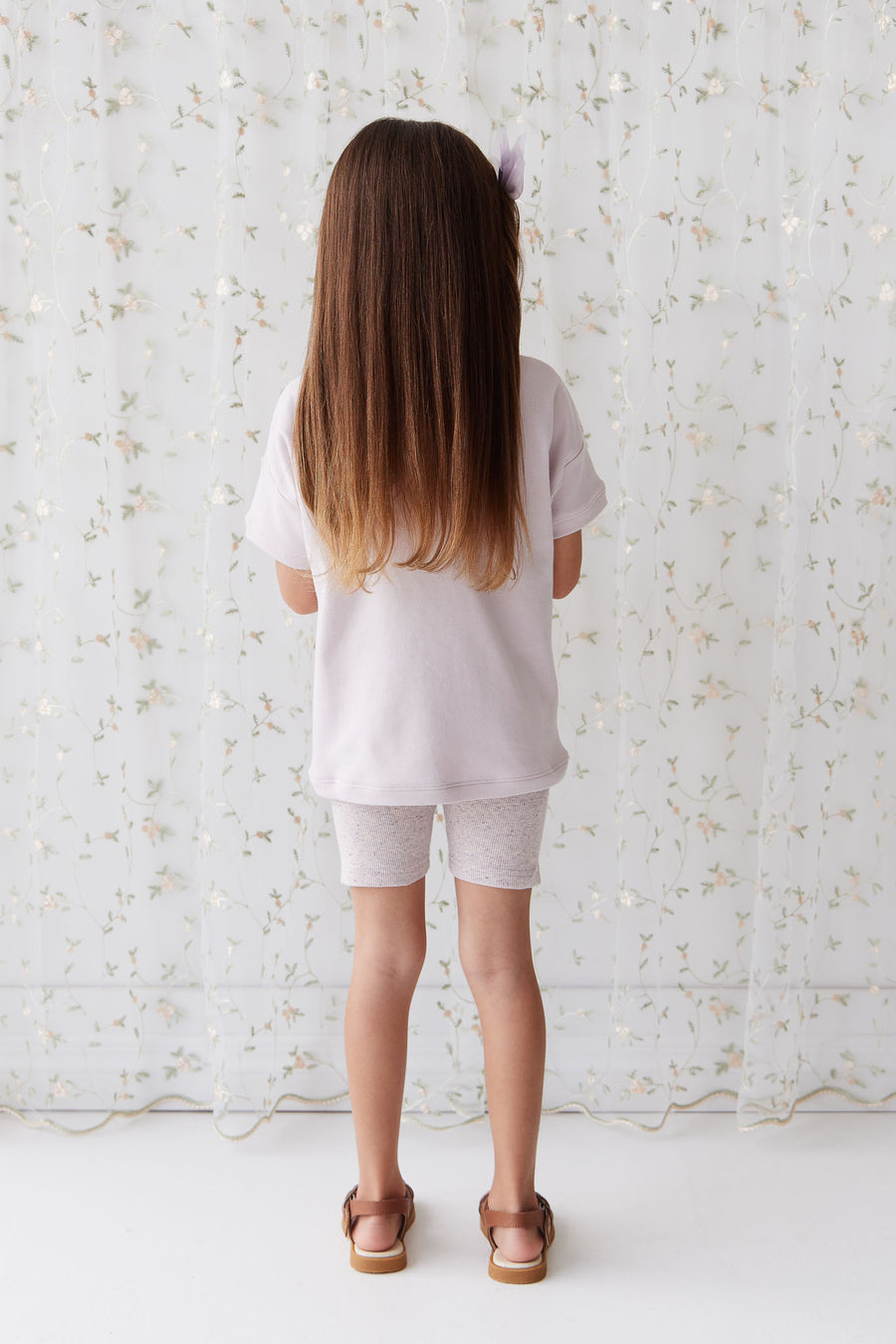 Organic Cotton Fine Rib Elisa Bike Short - Lavender Fleck Childrens Short from Jamie Kay NZ