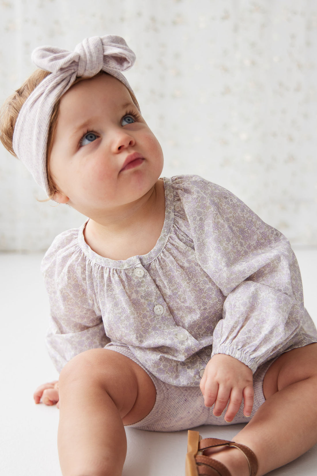 Organic Cotton Fine Rib Lilian Headband - Lavender Fleck Childrens Headband from Jamie Kay NZ