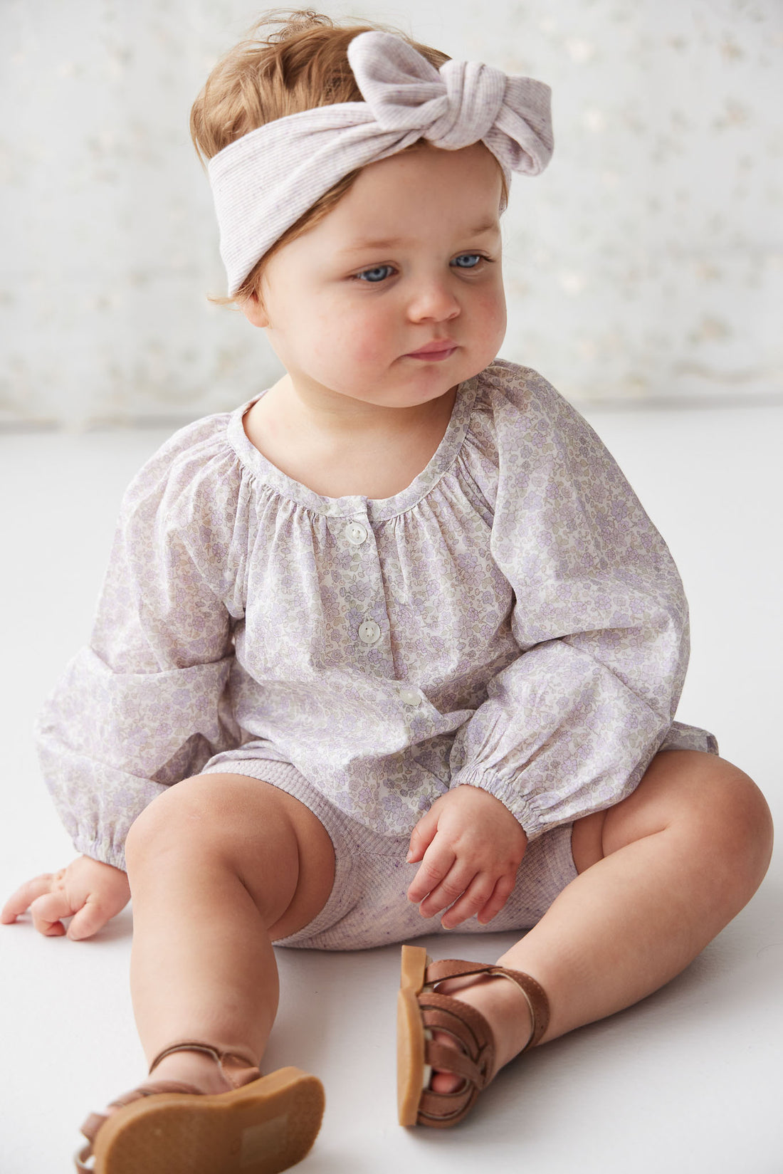 Organic Cotton Fine Rib Lilian Headband - Lavender Fleck Childrens Headband from Jamie Kay NZ