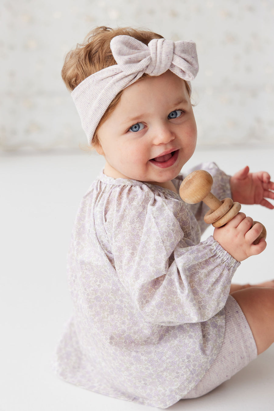 Organic Cotton Fine Rib Lilian Headband - Lavender Fleck Childrens Headband from Jamie Kay NZ