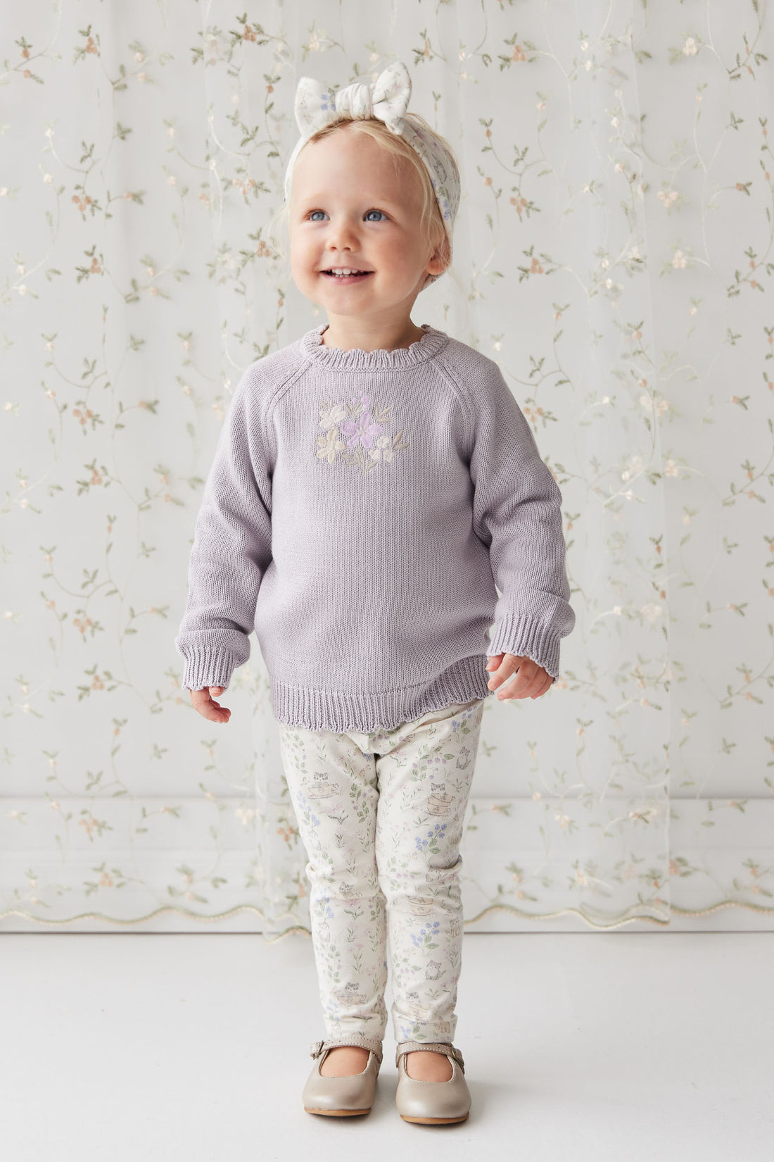 Organic Cotton Everyday Legging - Moons Garden Lavender Childrens Legging from Jamie Kay NZ