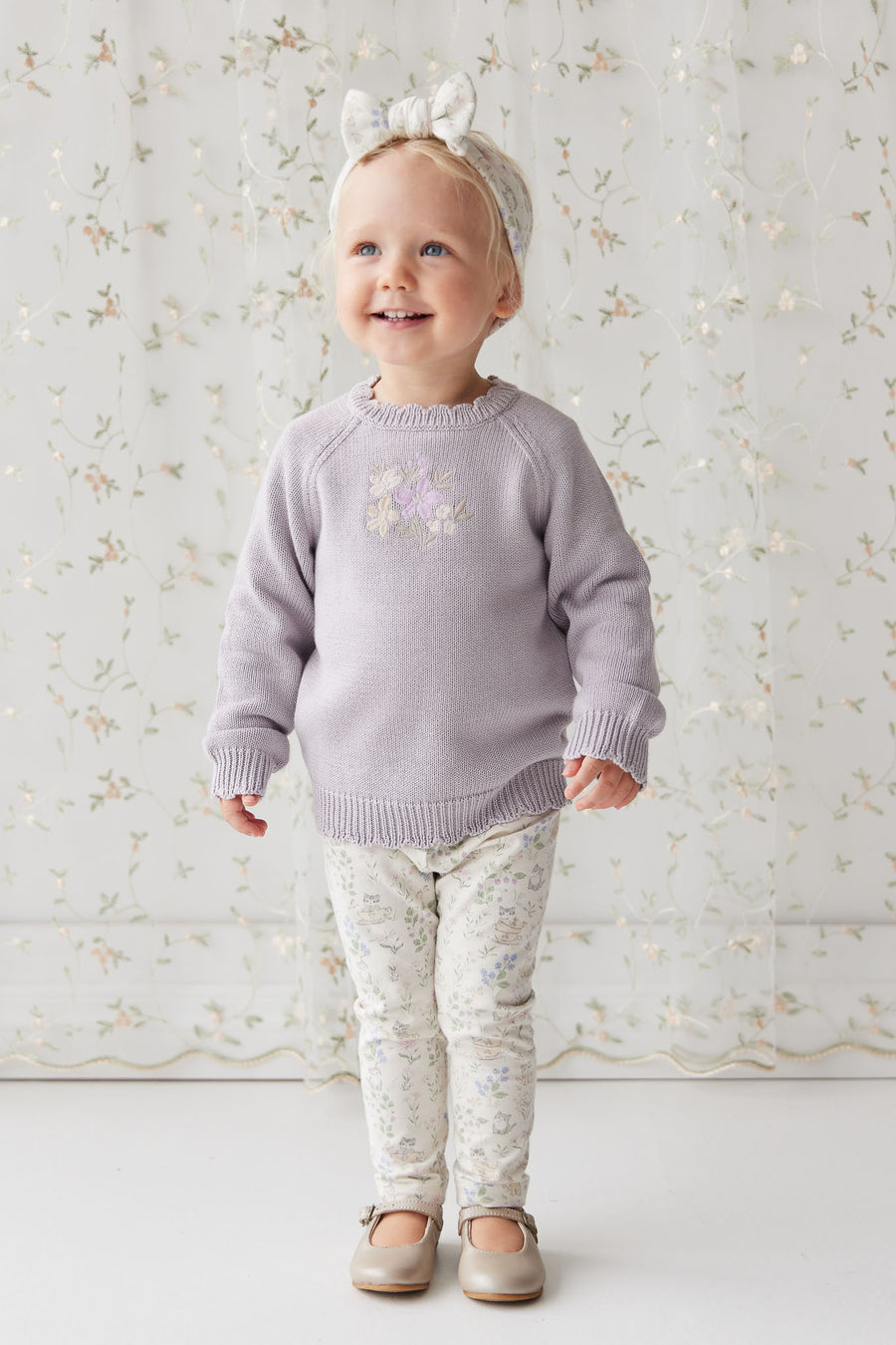 Audrey Knitted Jumper - Starling Goldie Bouquet Childrens Jumper from Jamie Kay NZ