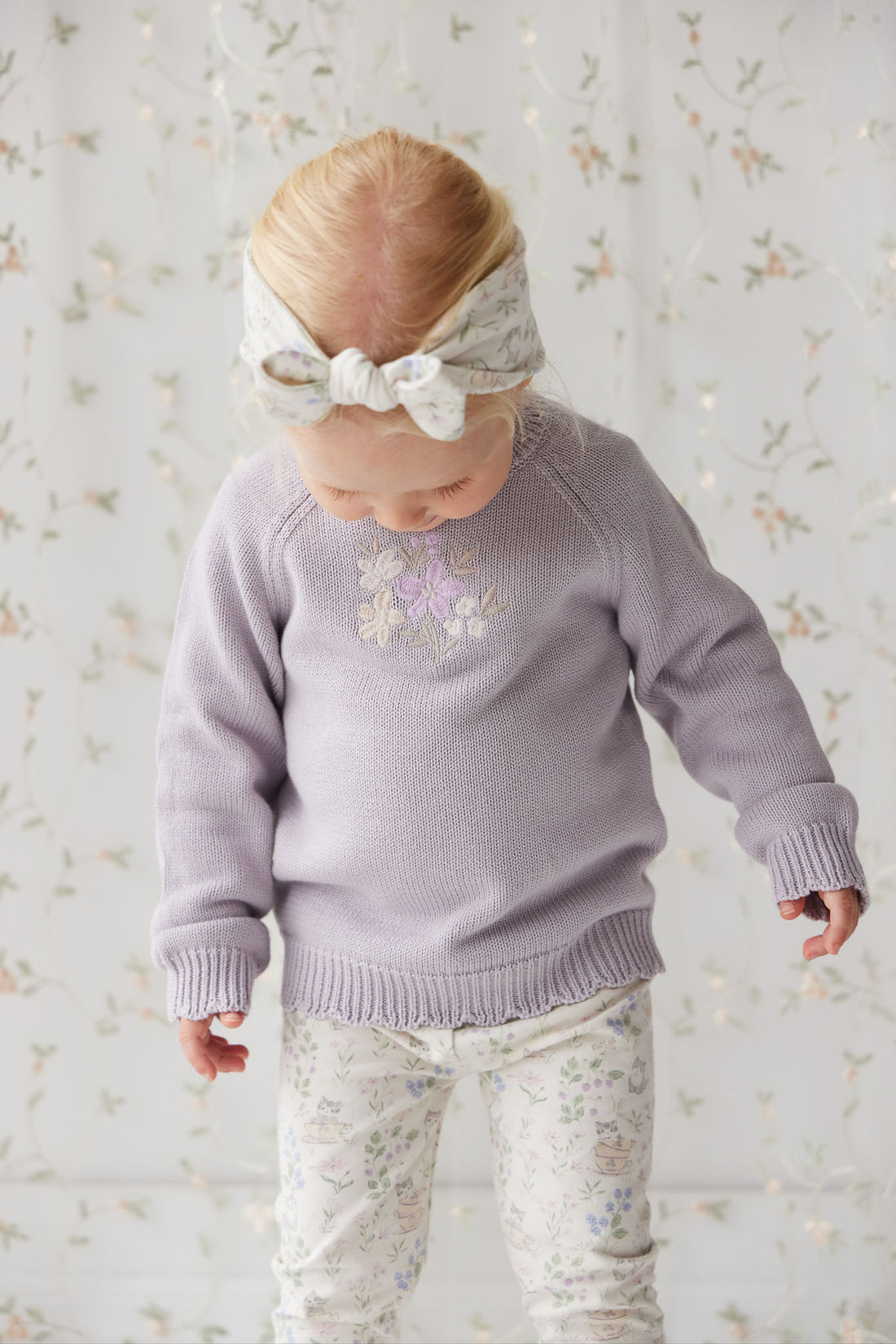 Organic Cotton Everyday Legging - Moons Garden Lavender Childrens Legging from Jamie Kay NZ