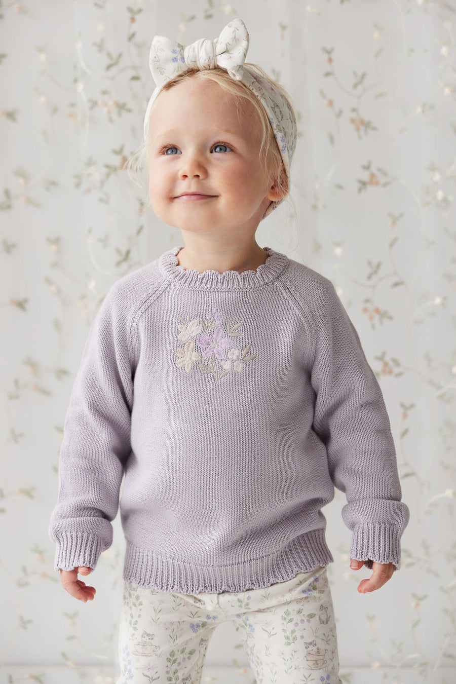 Audrey Knitted Jumper - Starling Goldie Bouquet Childrens Jumper from Jamie Kay NZ