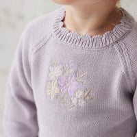 Audrey Knitted Jumper - Starling Goldie Bouquet Childrens Jumper from Jamie Kay NZ