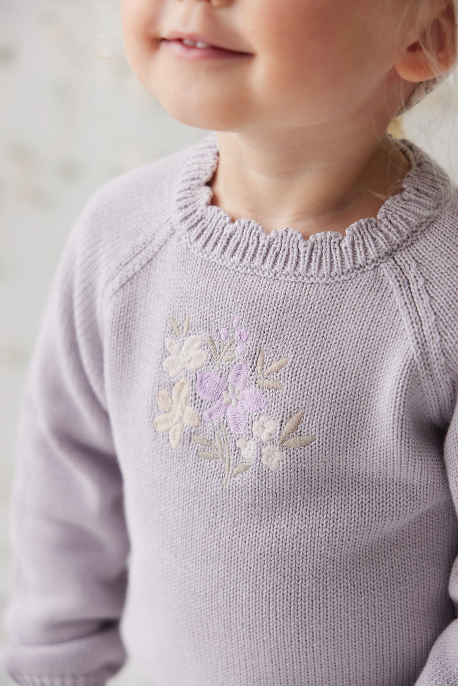 Audrey Knitted Jumper - Starling Goldie Bouquet Childrens Jumper from Jamie Kay NZ