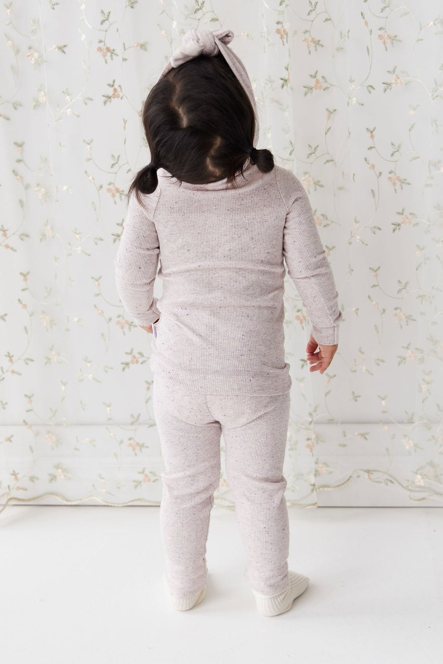 Organic Cotton Fine Rib Legging - Lavender Fleck Childrens Legging from Jamie Kay NZ