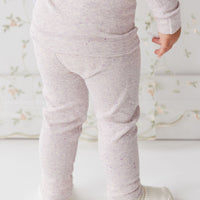 Organic Cotton Fine Rib Legging - Lavender Fleck Childrens Legging from Jamie Kay NZ