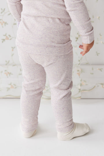 Organic Cotton Fine Rib Legging - Lavender Fleck Childrens Legging from Jamie Kay NZ