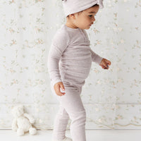 Organic Cotton Fine Rib Legging - Lavender Fleck Childrens Legging from Jamie Kay NZ