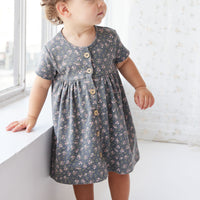 Organic Cotton Lola Dress - Rosalie Floral Lava Childrens Dress from Jamie Kay NZ