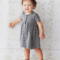 Organic Cotton Lola Dress - Rosalie Floral Lava Childrens Dress from Jamie Kay NZ