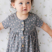 Organic Cotton Lola Dress - Rosalie Floral Lava Childrens Dress from Jamie Kay NZ