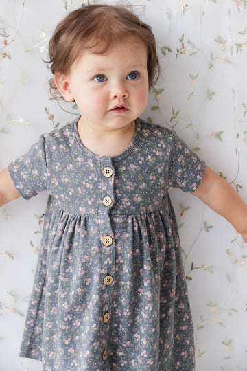 Organic Cotton Lola Dress - Rosalie Floral Lava Childrens Dress from Jamie Kay NZ