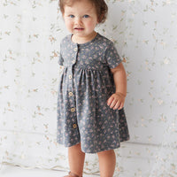 Organic Cotton Lola Dress - Rosalie Floral Lava Childrens Dress from Jamie Kay NZ