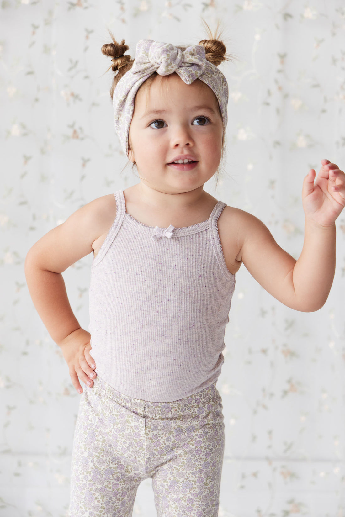 Organic Cotton Fine Rib Singlet - Lavender Fleck Childrens Singlet from Jamie Kay NZ