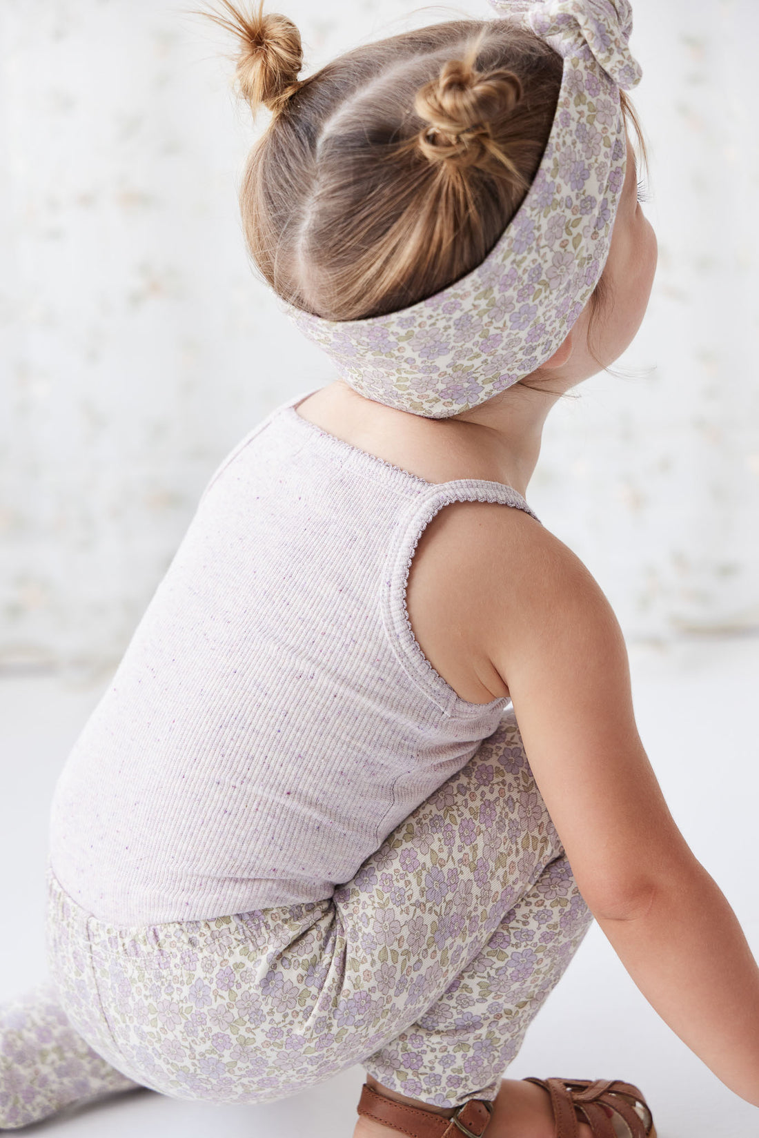 Organic Cotton Fine Rib Singlet - Lavender Fleck Childrens Singlet from Jamie Kay NZ