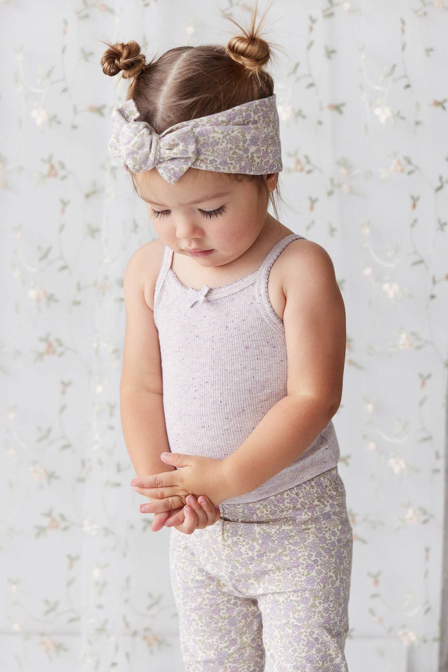 Organic Cotton Fine Rib Singlet - Lavender Fleck Childrens Singlet from Jamie Kay NZ