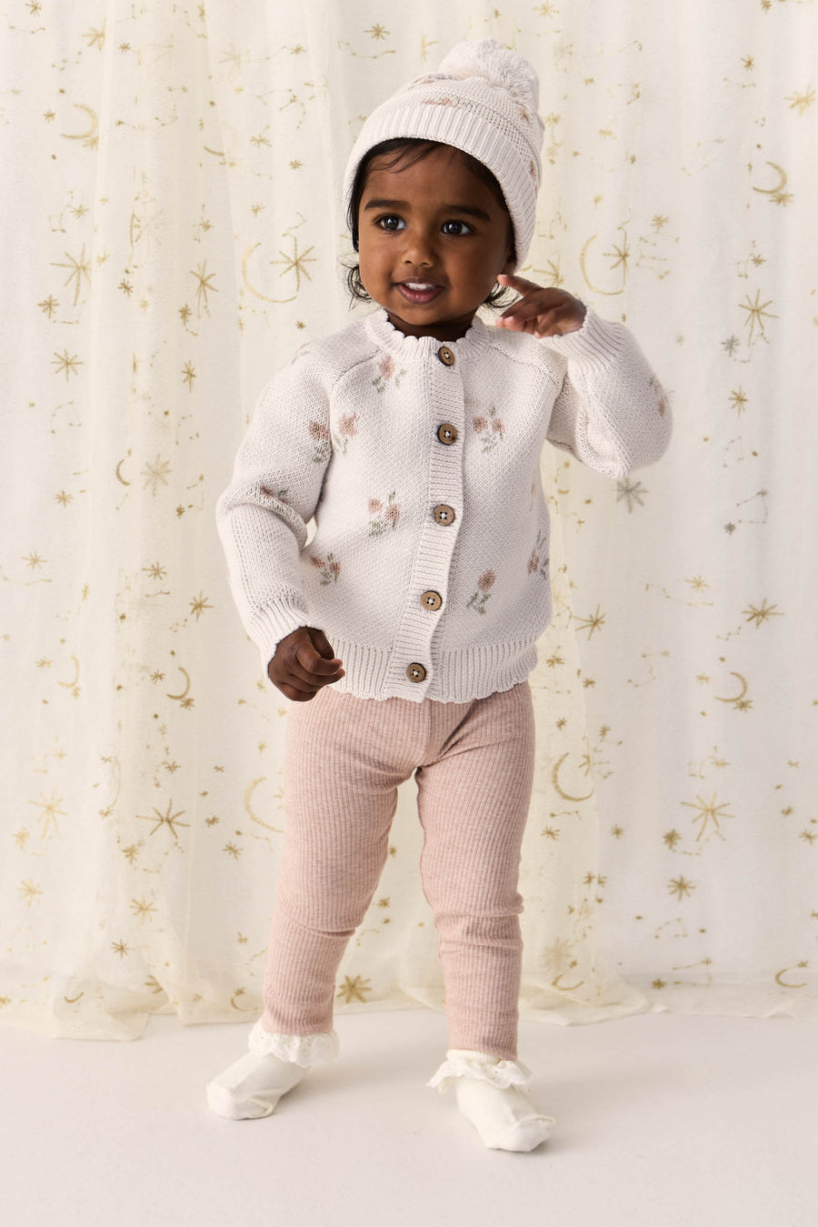 Organic Cotton Modal Everyday Legging - Dusky Rose Marle Childrens Legging from Jamie Kay NZ