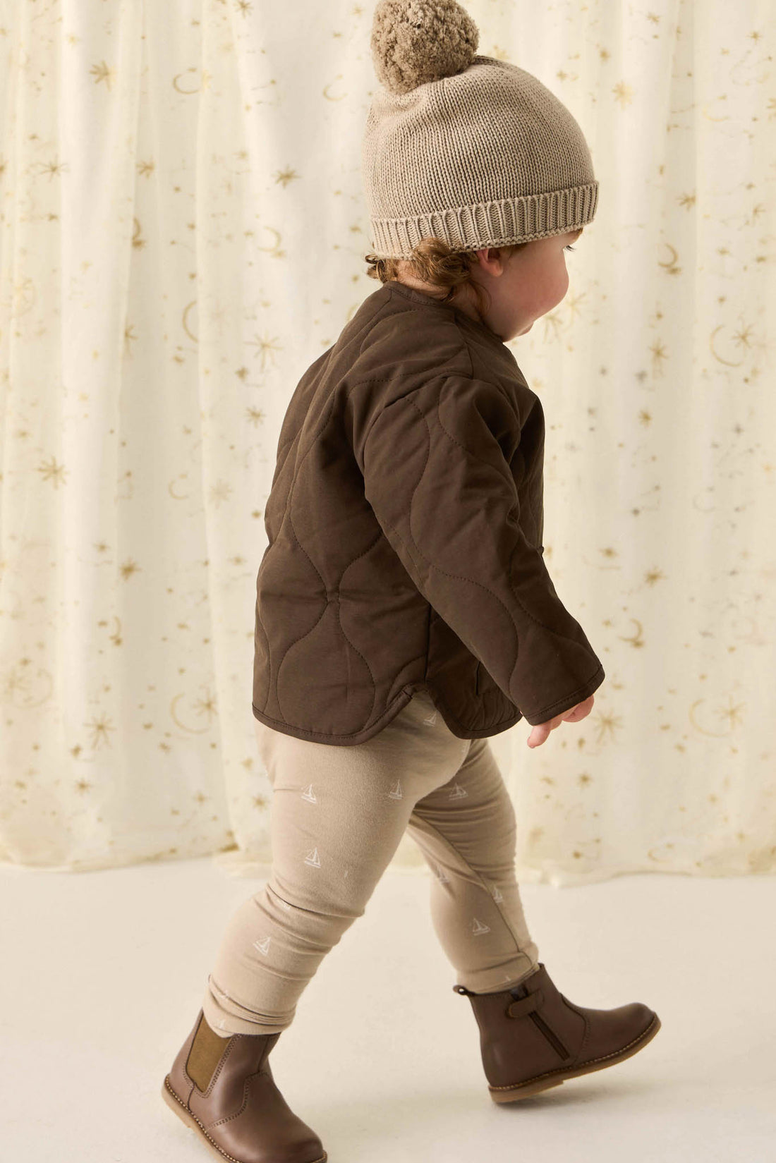 Organic Cotton Everyday Legging - Set Sail Vintage Taupe Childrens Legging from Jamie Kay NZ