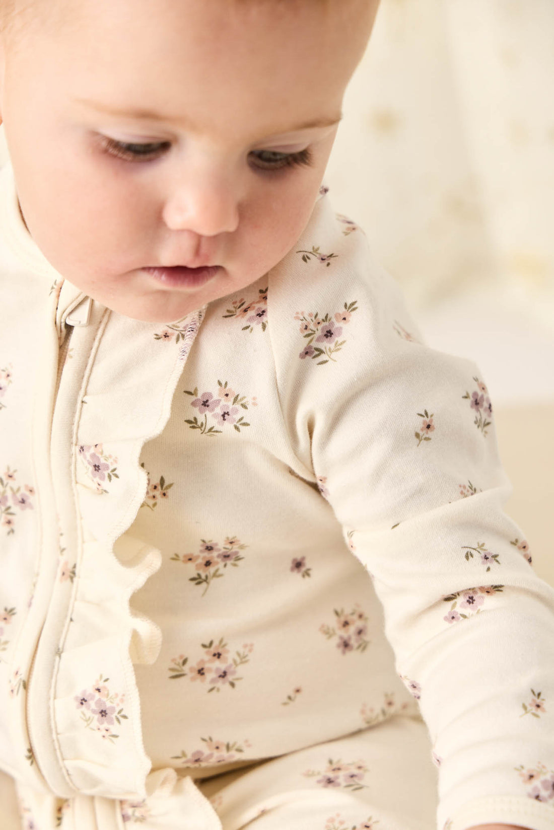 Organic Cotton Melanie Onepiece - Goldie Bouquet Egret Childrens Onepiece from Jamie Kay NZ