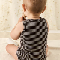 Pima Cotton Noah Playsuit - Dark Coffee/Vintage Taupe Childrens Playsuit from Jamie Kay NZ