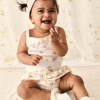 Organic Cotton Bridget Singlet Bodysuit - Goldie Bouquet Egret Childrens Bodysuit from Jamie Kay NZ