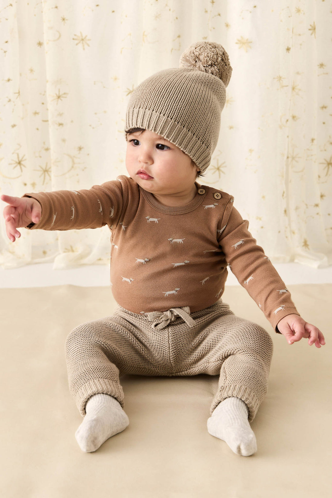 Organic Cotton Fernley Bodysuit - Cosy Basil Spiced Childrens Bodysuit from Jamie Kay NZ