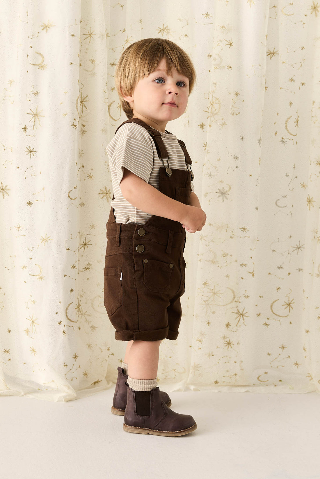 Chase Short Overall - Dark Coffee Childrens Overall from Jamie Kay NZ