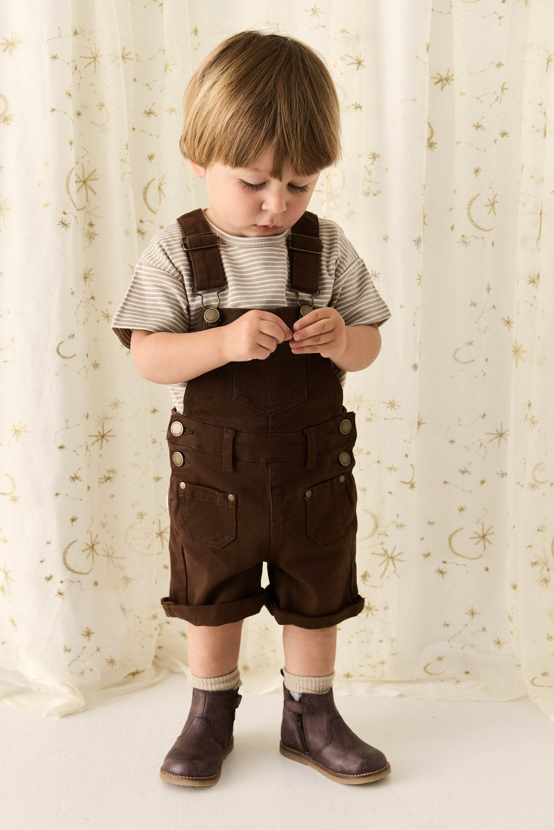 Chase Short Overall - Dark Coffee Childrens Overall from Jamie Kay NZ