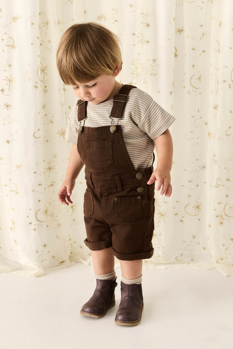 Chase Short Overall - Dark Coffee Childrens Overall from Jamie Kay NZ