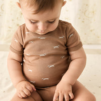 Organic Cotton Hudson Short Sleeve Bodysuit - Cosy Basil Spiced Childrens Bodysuit from Jamie Kay NZ