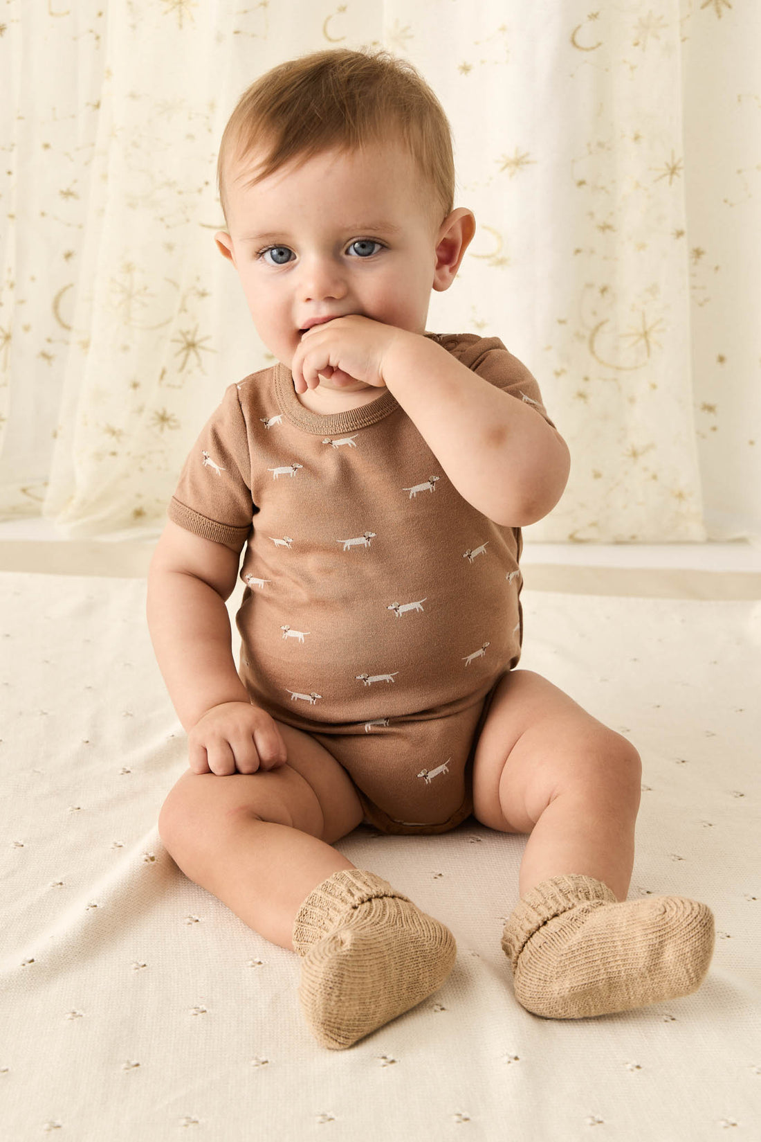 Organic Cotton Hudson Short Sleeve Bodysuit - Cosy Basil Spiced Childrens Bodysuit from Jamie Kay NZ