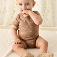 Organic Cotton Hudson Short Sleeve Bodysuit - Cosy Basil Spiced Childrens Bodysuit from Jamie Kay NZ