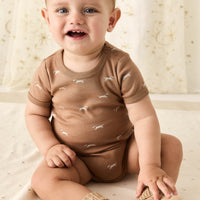 Organic Cotton Hudson Short Sleeve Bodysuit - Cosy Basil Spiced Childrens Bodysuit from Jamie Kay NZ