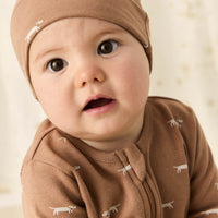 Organic Cotton Knot Beanie - Cosy Basil Spiced Childrens Hat from Jamie Kay NZ