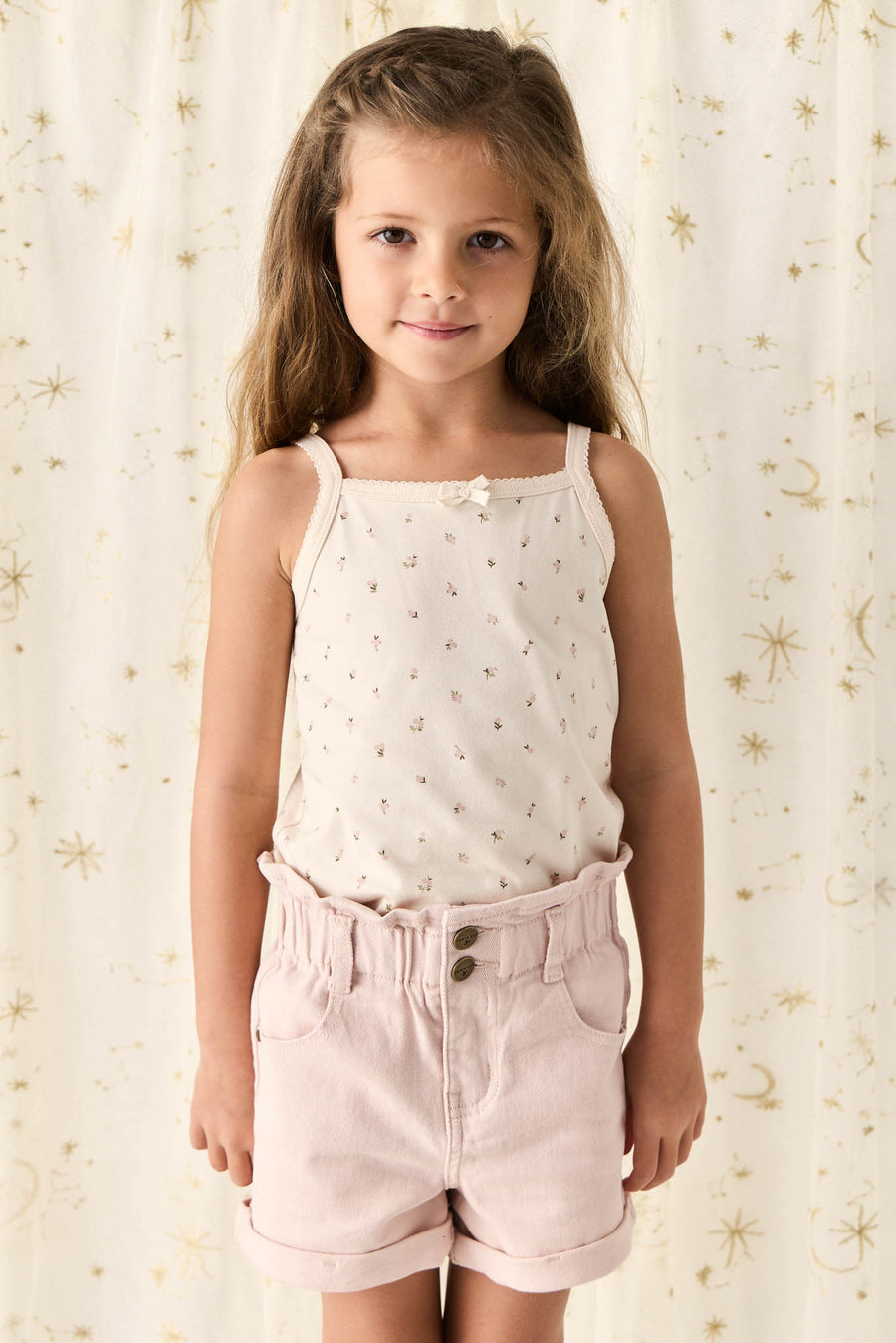 Organic Cotton Singlet - Ditsy Berry Rose Childrens Singlet from Jamie Kay NZ