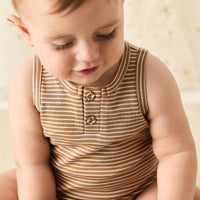 Pima Cotton Noah Playsuit - Spiced/Cloud Childrens Playsuit from Jamie Kay NZ