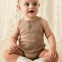 Pima Cotton Noah Playsuit - Spiced/Cloud Childrens Playsuit from Jamie Kay NZ