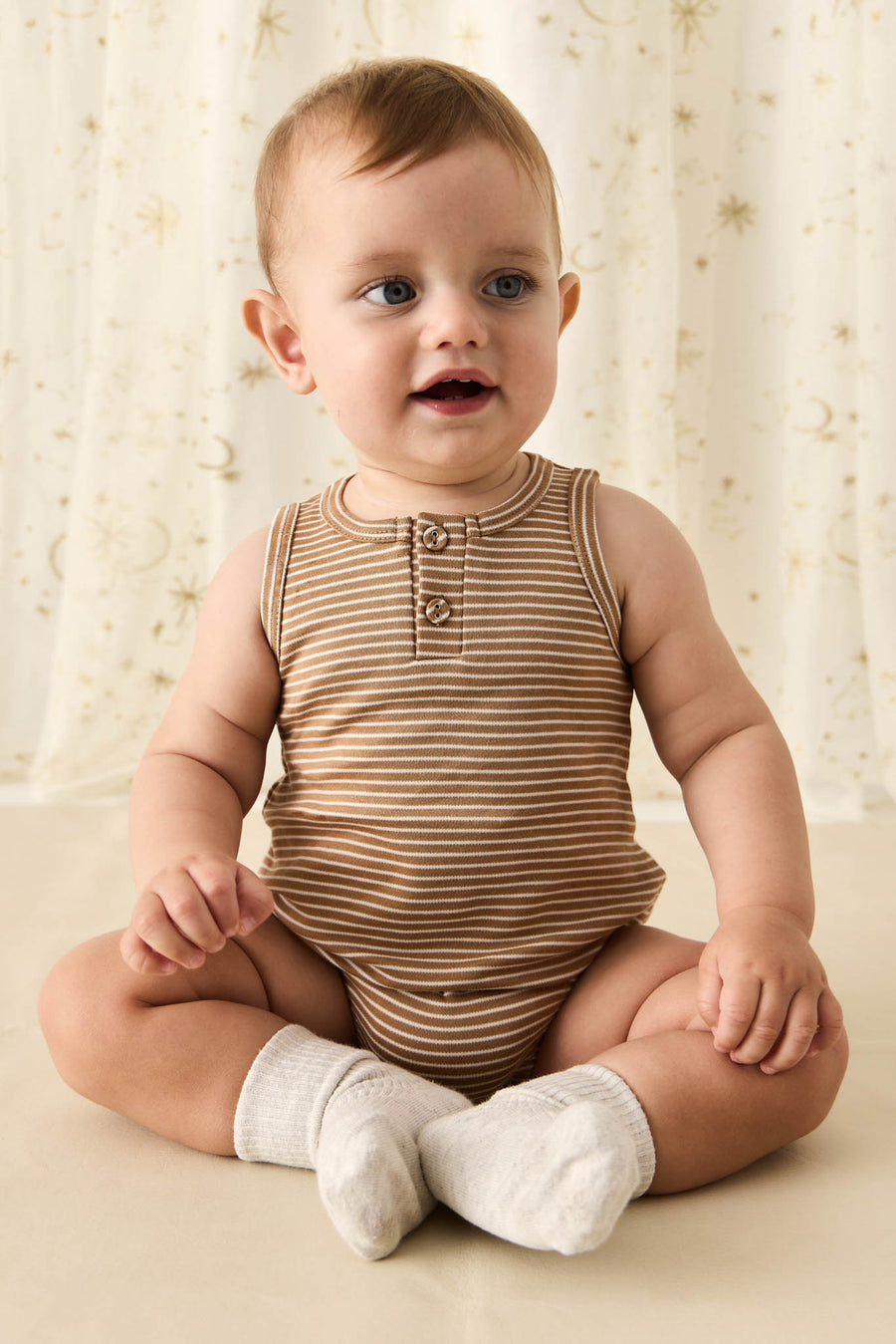 Pima Cotton Noah Playsuit - Spiced/Cloud Childrens Playsuit from Jamie Kay NZ