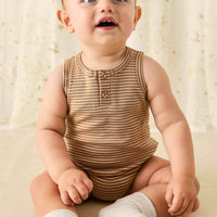 Pima Cotton Noah Playsuit - Spiced/Cloud Childrens Playsuit from Jamie Kay NZ