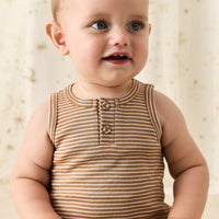 Pima Cotton Noah Playsuit - Spiced/Cloud Childrens Playsuit from Jamie Kay NZ